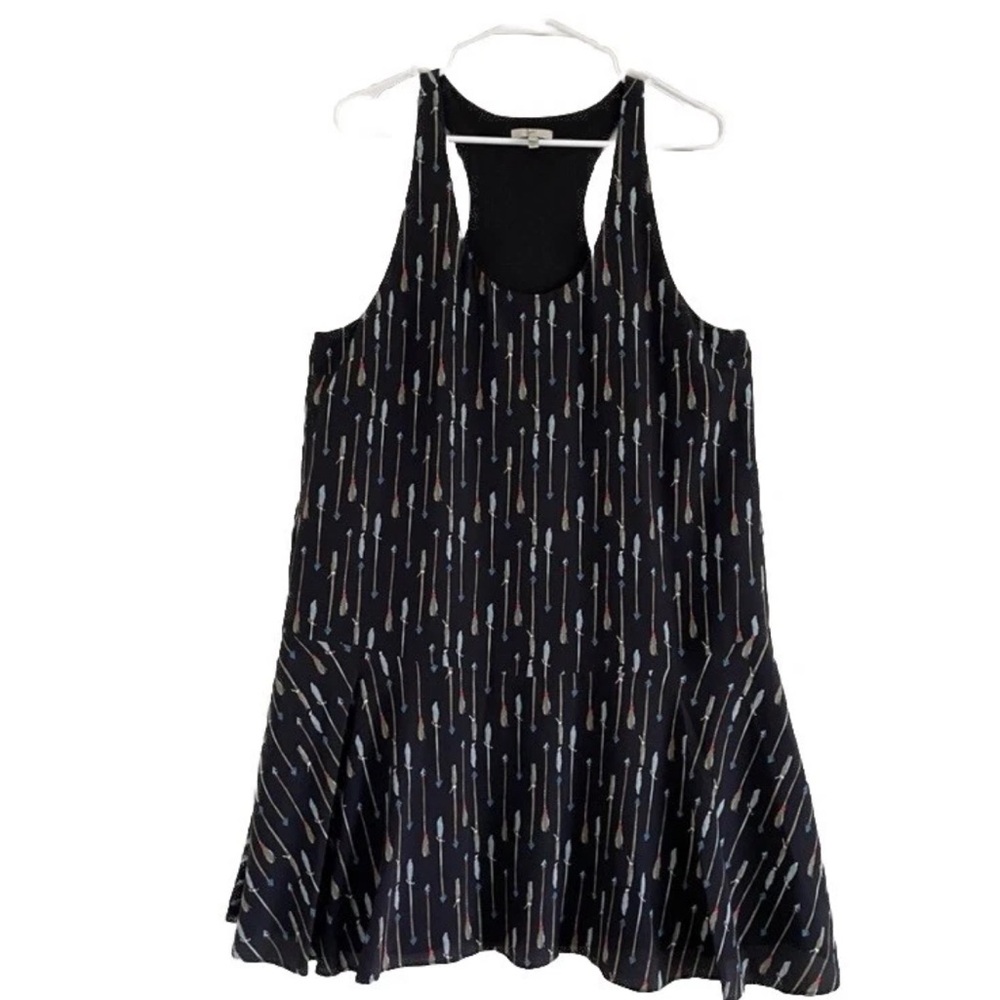 Joie Black Mini Dress with Arrow Pattern Silk swing